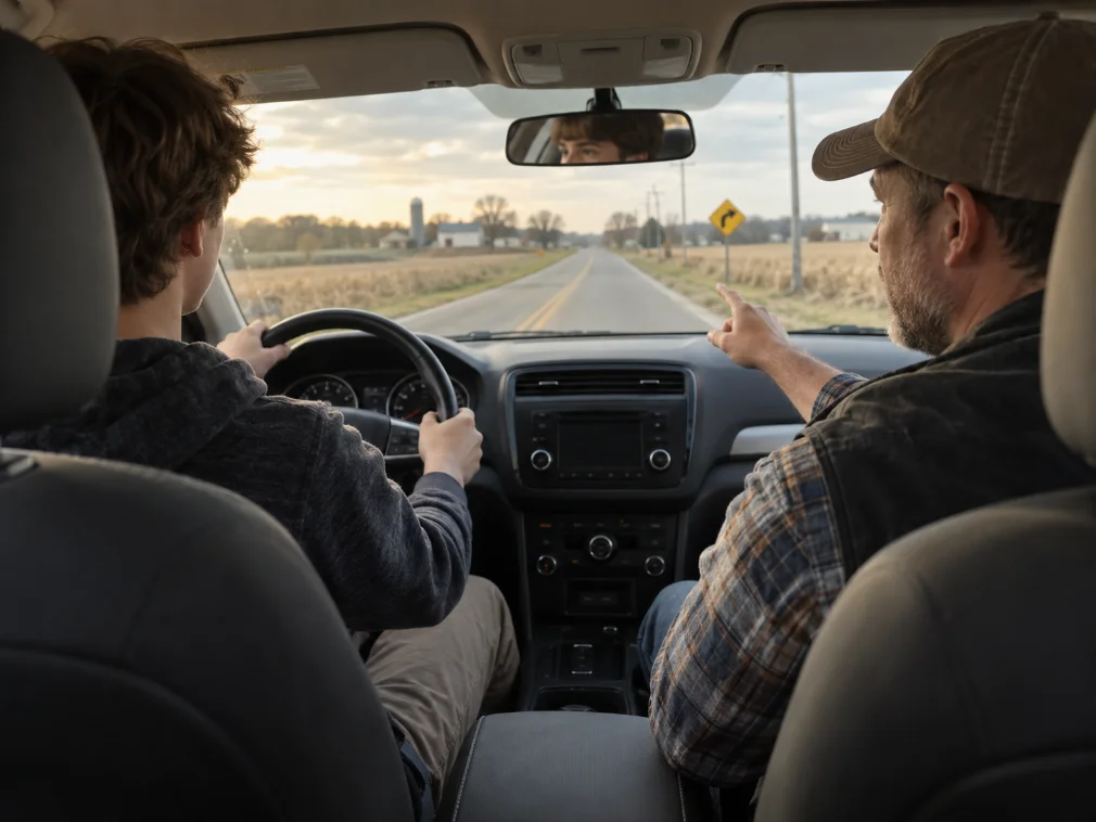 In-car lesson with instructor and student